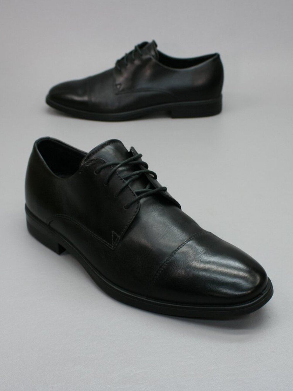 ECCO 42 Mens 8 Melbourne Black Leather Cap-toe Dress Lace-up Oxfords Derby Shoes